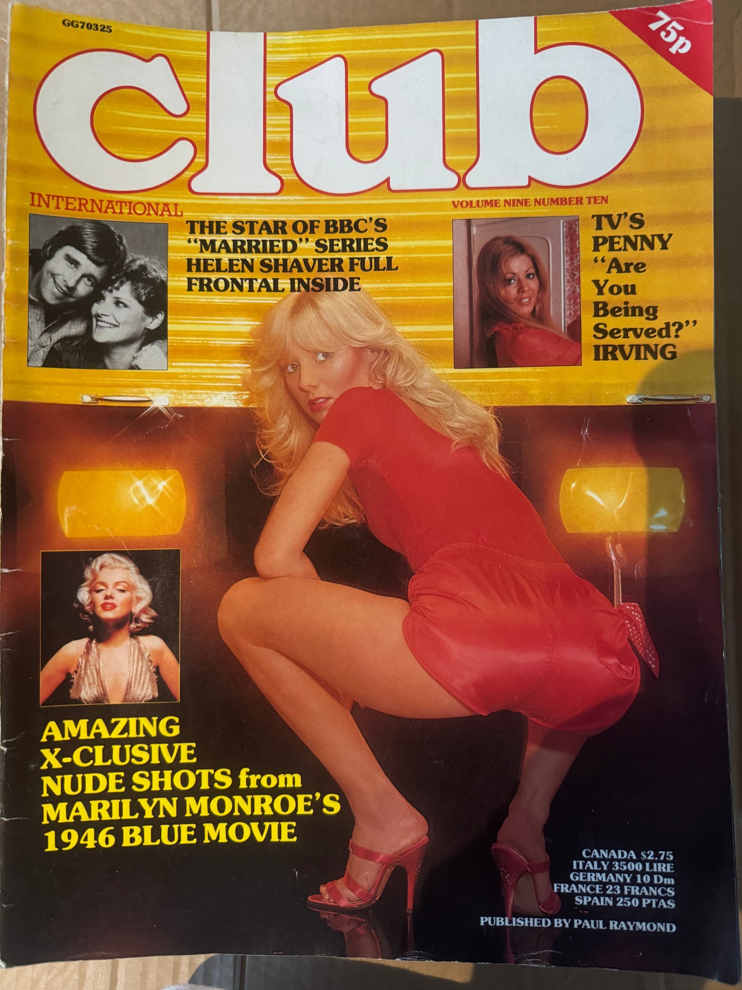 Vintage Club international Magazine Volume 9 Number 10 Nude Shots From Marilyn Monroe 80s Adult Pornographic Magazine