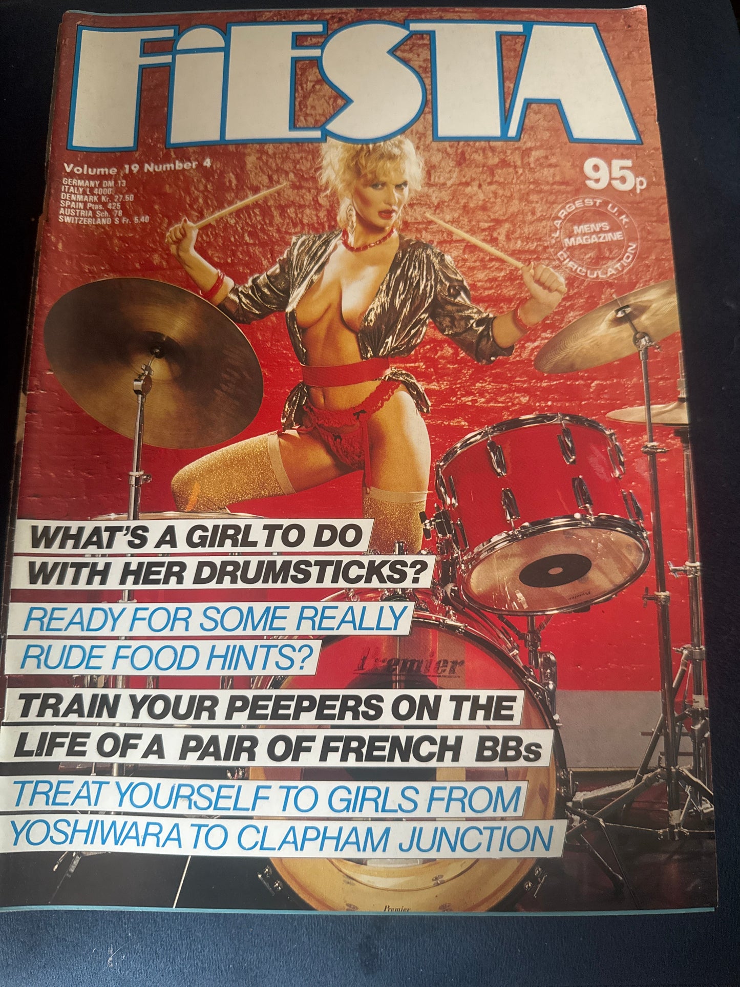 Vintage Fiesta Magazine Volume 19 Number 4 What's A Girl To Do With Her Drumsticks 80s Adult Pornographic Magazine