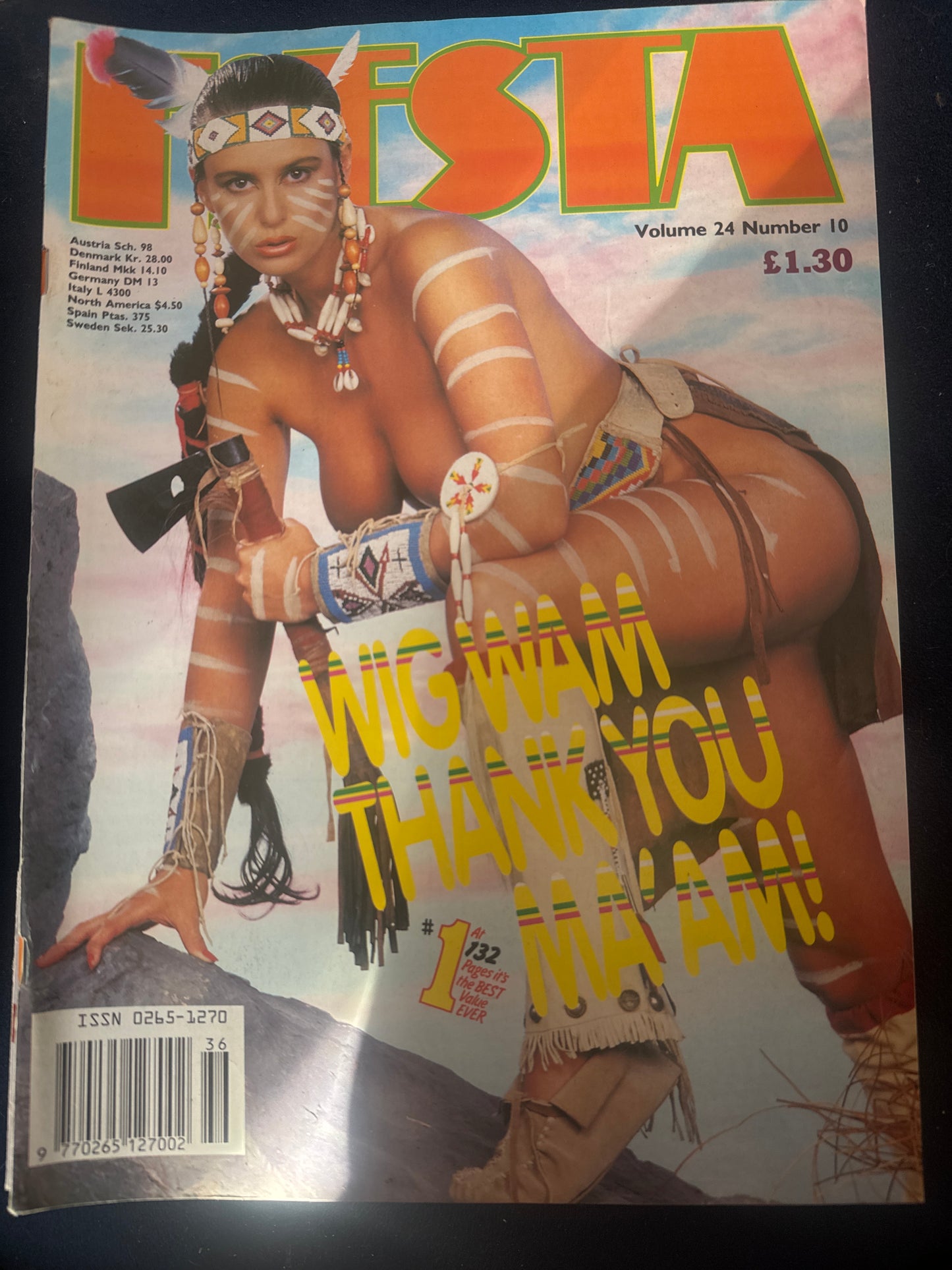Vintage Fiesta Magazine Volume 24 Number 10 Wig Wam Thank You Ma'Am 90s Adult Pornographic Magazine