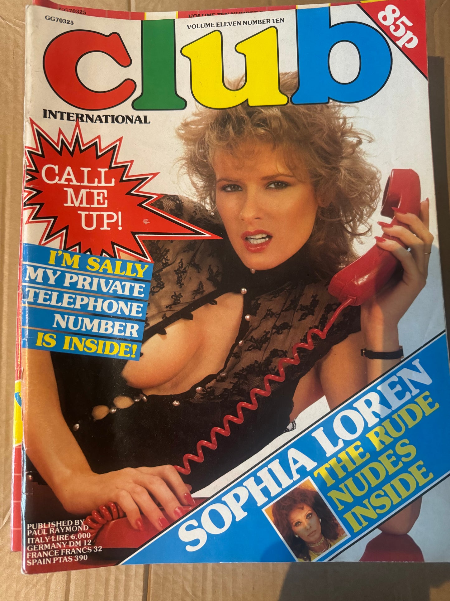 Vintage Club international Magazine Volume 11 Number 10 Sophia Loren The Rude Nudes Inside 80s Adult Pornographic Magazine