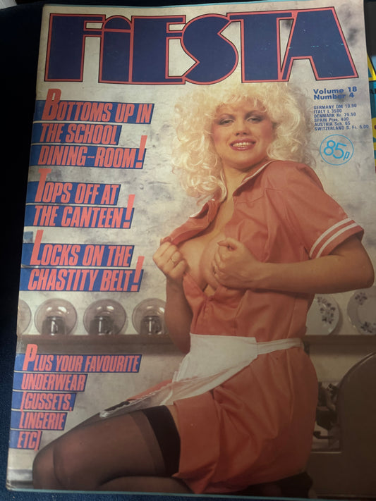 Vintage Fiesta Magazine Volume 18 Number 4 Bottoms Up In The School Dining-Room!  80s Adult Pornographic Magazine