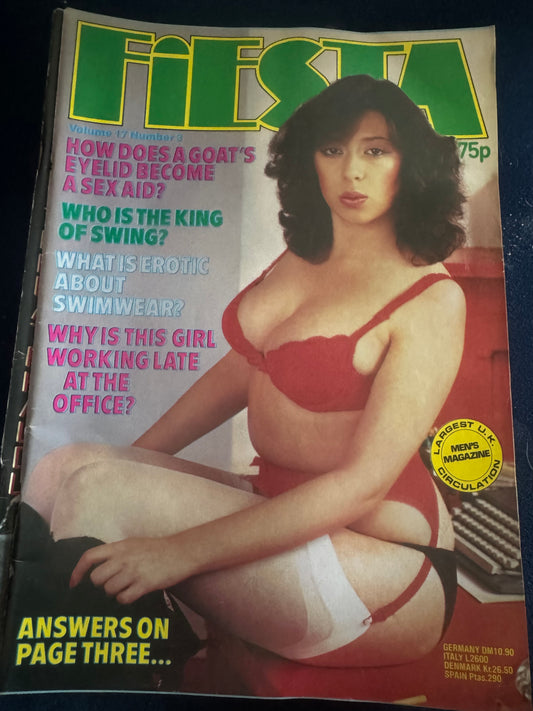 Vintage Fiesta Magazine Volume 17 Number 3 How Does a Goat's Eyelid Become a Sex Aid? 80s Adult Pornographic Magazine