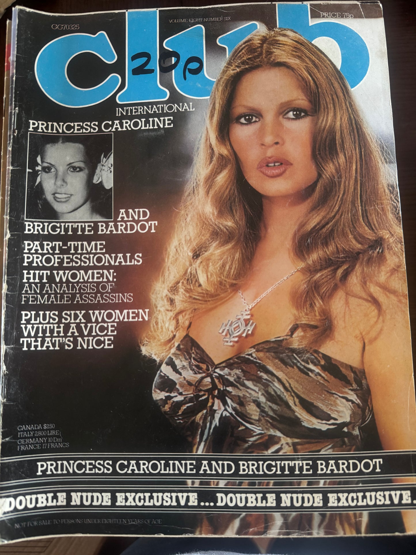 Vintage Club International Magazine Volume 8 Number 6 Princess Caroline & Brigette Bardot 1979 70s Adult Pornographic Magazine