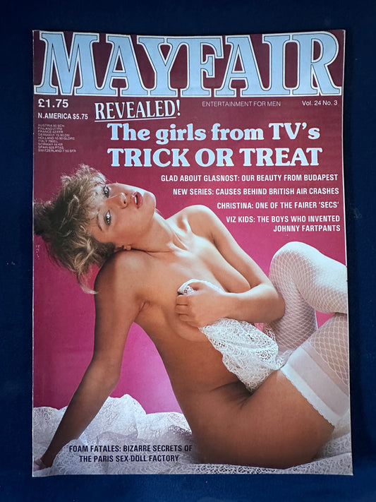 Vintage Mayfair Magazine Vol 24 No 2 Ildiko Petre REVEALED! The girls From TVs Trick Or Treat 80s Adult Pornographic Magazine
